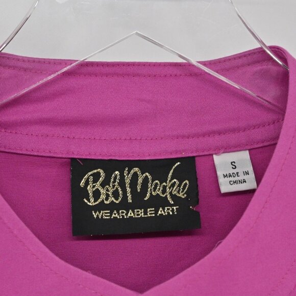 Vtg BOB MACKIE Jacket Womens Size S Pink Grommet Studded 3/4 Sleeve Full Zip 90s - Picture 8 of 14